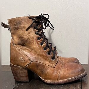 Bed Stu Judgement Distressed Brown Leather Booties Womens size 7.5